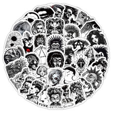 Стікерпак Black and White Gothic Punk Style — 60 вінілових наліпок