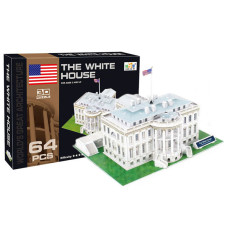 3D Пазл "Білий Дім", 64 деталі, розмір 28x21x19 см